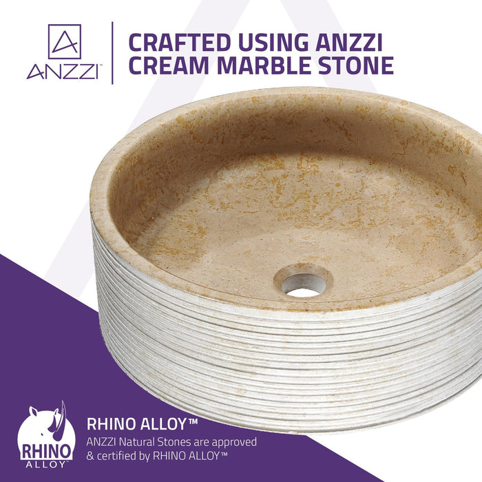 ANZZI Stoic Crown Series 17" x 17" Round Vessel Sink in Classic Cream Finish LS-AZ319