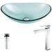 ANZZI Major Series 21" x 14" Deco-Glass Oval Shape Vessel Sink in Lustrous Green Finish with Chrome Pop-Up Drain and Enti Faucet LSAZ076-096