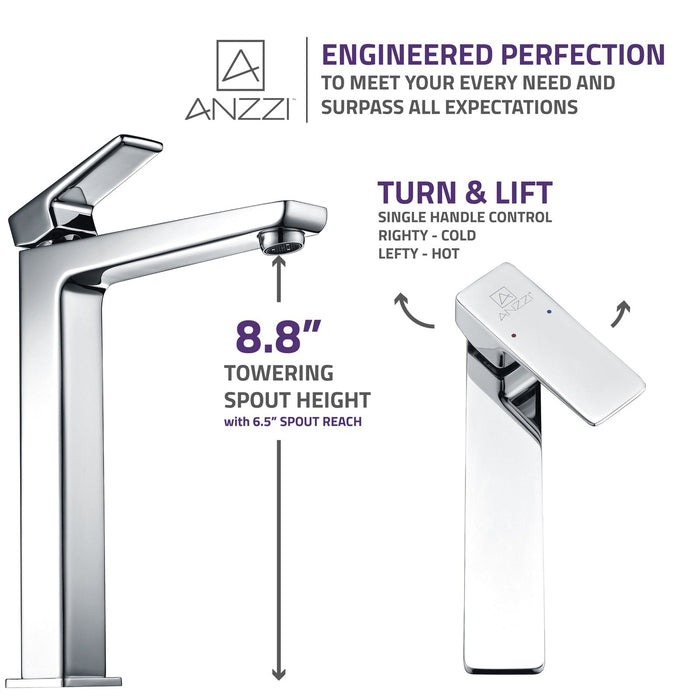 ANZZI Valor Series 9" Single Hole Bathroom Sink Faucet