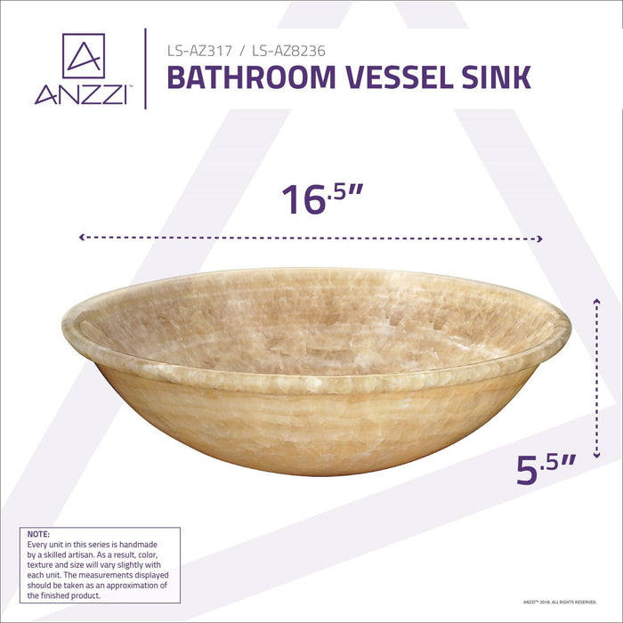 ANZZI Geist Series 17" x 17" Round Vessel Sink in Cream Jade Finish LS-AZ8236