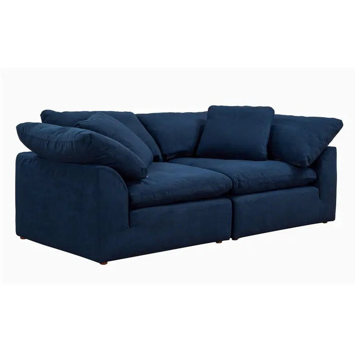 Sunset Trading Cloud Puff 2 Piece 88" Wide Slipcovered Modular Sectional Sofa | Large Loveseat | Stain Resistant Performance Fabric | Navy Blue SU-1458-49-2C