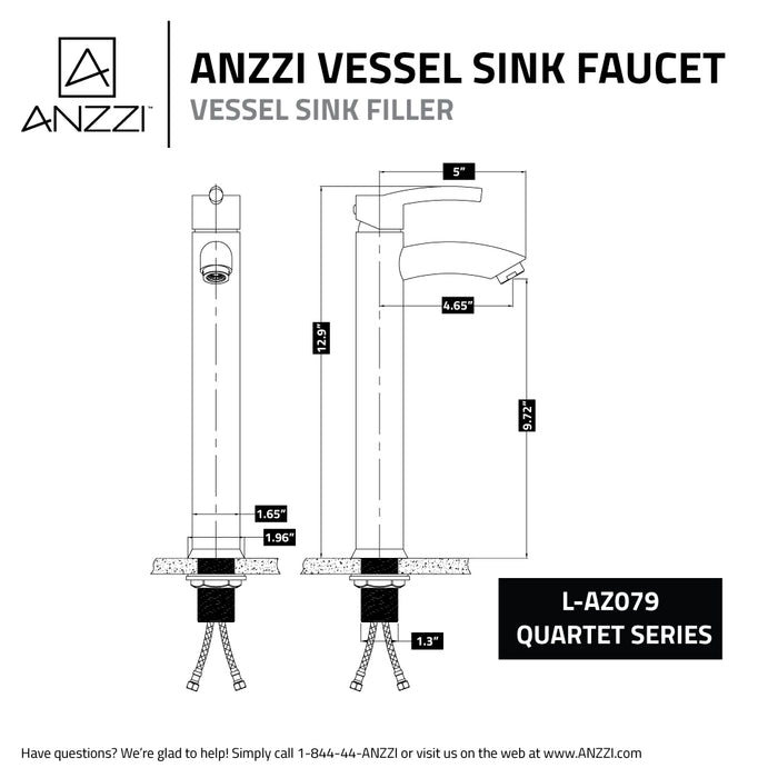 ANZZI Quartet Series 10" Single Hole Bathroom Sink Faucet