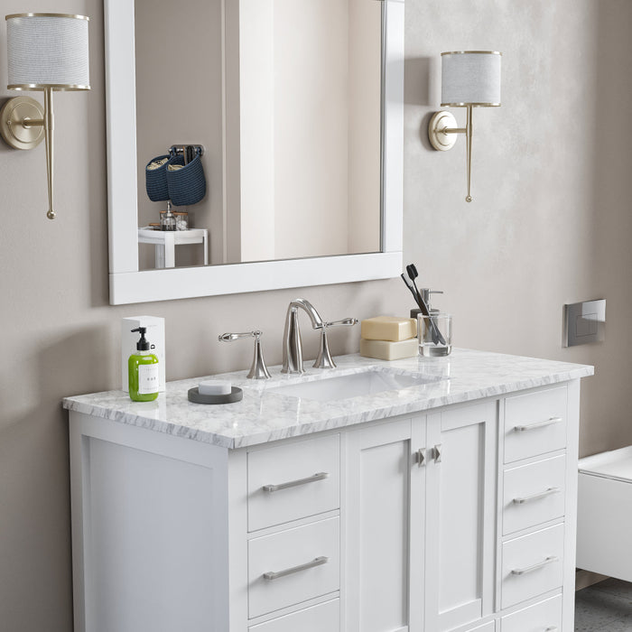 Eviva Aberdeen 42" Transitional Bathroom Vanity in Espresso, Gray or White Finish with White Carrara Marble Countertop and Undermount Porcelain Sink