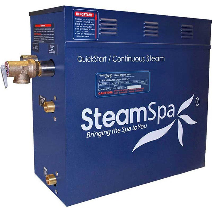 SteamSpa Indulgence 4.5 KW QuickStart Acu-Steam Bath Generator Package with Built-in Auto Drain in Brushed Nickel INT450BN-A