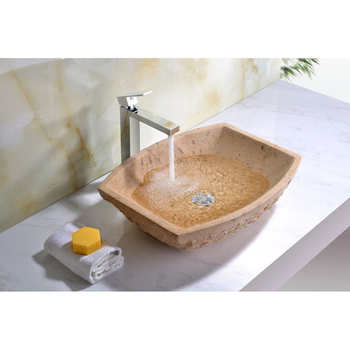 ANZZI Moon Series 20" x 16" Square Shape Vessel Sink in Cream Marble Finish LS-AZ8218
