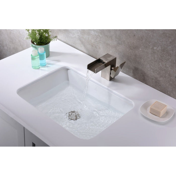 ANZZI Dahlia Series 20" x 16" Rectangular Undermount Sink with Built-In Overflow in Glossy White Finish LS-AZ128