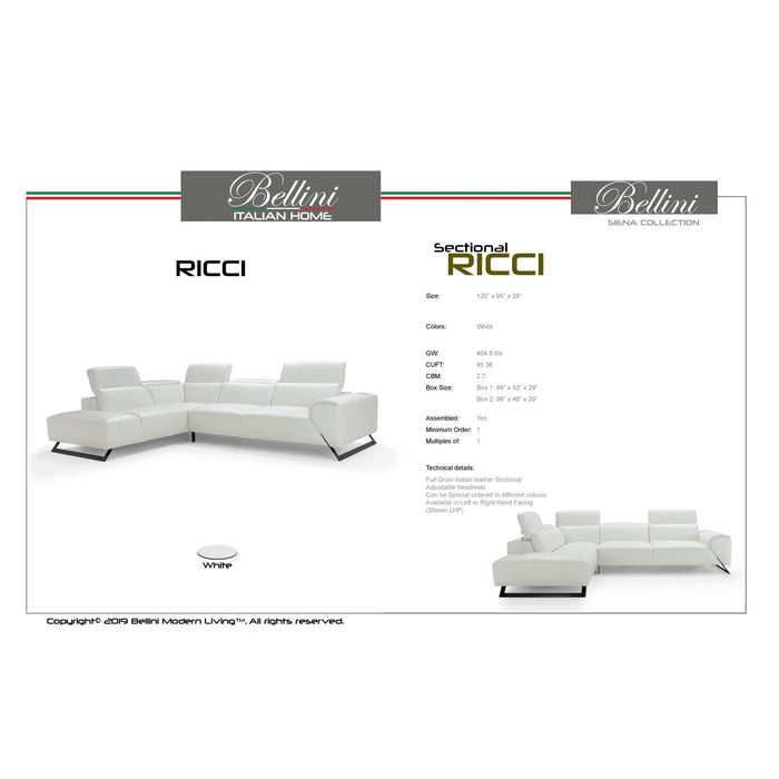 Bellini Modern Living Ricci Right Hand Facing White CHIC 10 Ricci RHF WHT
