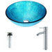 ANZZI Accent Series 17" x 17" Deco-Glass Round Vessel Sink in Blue Ice Finish with Polished Chrome Pop-Up Drain and Fann Faucet LSAZ047-041