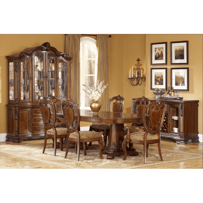 A.R.T. Furniture Old World 7pc Dining Pedestal Table Set In Brown 143221-2606K7