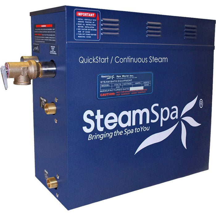 SteamSpa Oasis 12 KW QuickStart Acu-Steam Bath Generator Package in Brushed Nickel OA1200BN
