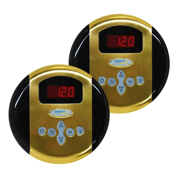 SteamSpa Royal 12 KW QuickStart Acu-Steam Bath Generator Package with Built-in Auto Drain in Polished Gold RY1200GD-A