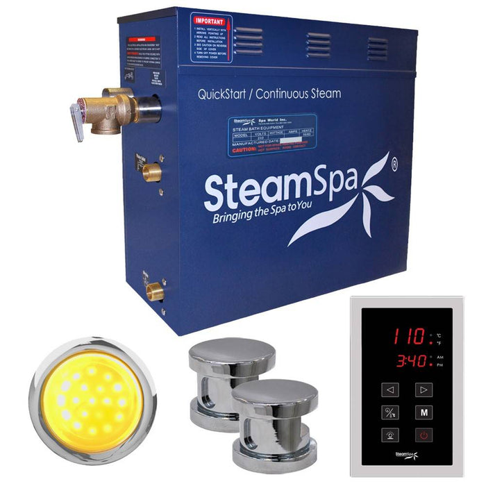SteamSpa Indulgence 12 KW QuickStart Acu-Steam Bath Generator Package in Polished Chrome INT1200CH