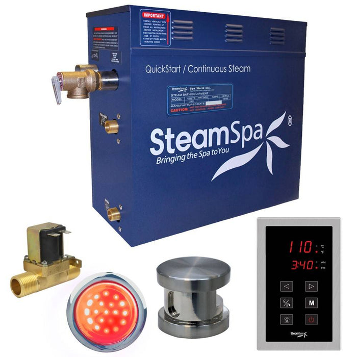 SteamSpa Indulgence 6 KW QuickStart Acu-Steam Bath Generator Package with Built-in Auto Drain in Brushed Nickel INT600BN-A