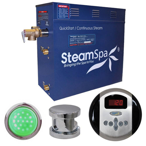 SteamSpa Indulgence 9 KW QuickStart Acu-Steam Bath Generator Package in Polished Chrome IN900CH