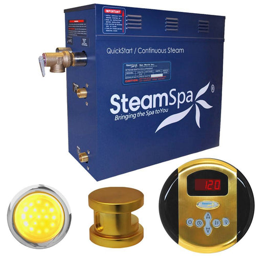 SteamSpa Indulgence 9 KW QuickStart Acu-Steam Bath Generator Package in Polished Gold IN900GD