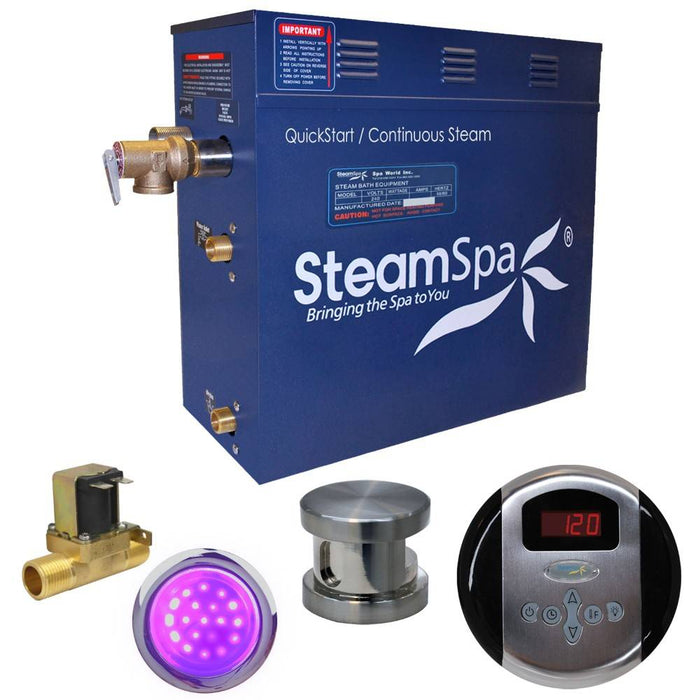 SteamSpa Indulgence 9 KW QuickStart Acu-Steam Bath Generator Package with Built-in Auto Drain in Brushed Nickel IN900BN-A