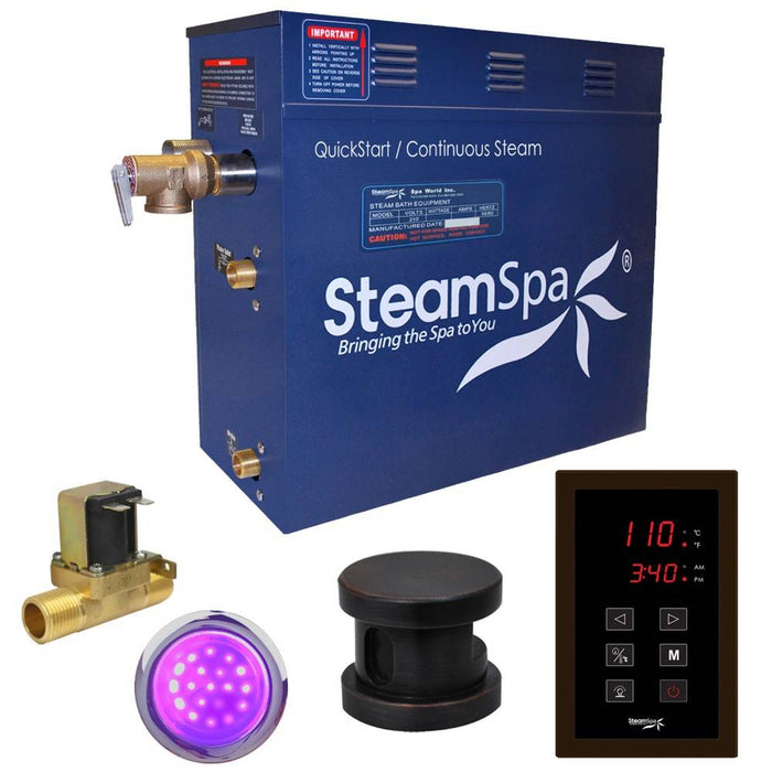 SteamSpa Indulgence 9 KW QuickStart Acu-Steam Bath Generator Package with Built-in Auto Drain in Oil Rubbed Bronze INT900OB-A