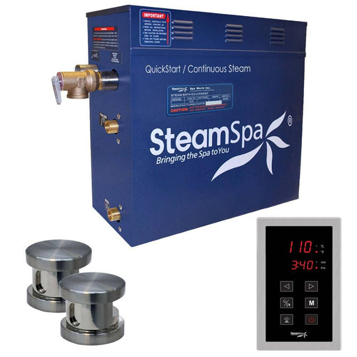 SteamSpa Oasis 12 KW QuickStart Acu-Steam Bath Generator Package in Brushed Nickel OAT1200BN