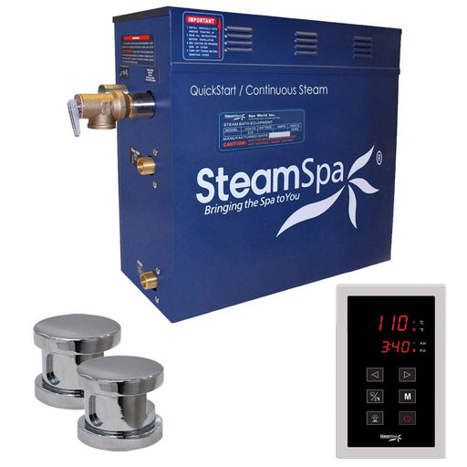 SteamSpa Oasis 12 KW QuickStart Acu-Steam Bath Generator Package in Polished Chrome OAT1200CH