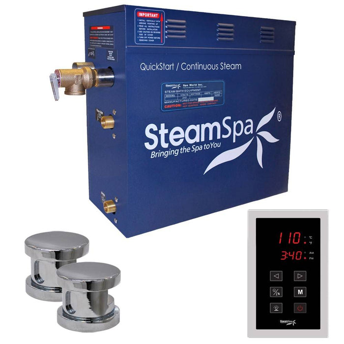 SteamSpa Oasis 12 KW QuickStart Acu-Steam Bath Generator Package in Polished Chrome OAT1200CH
