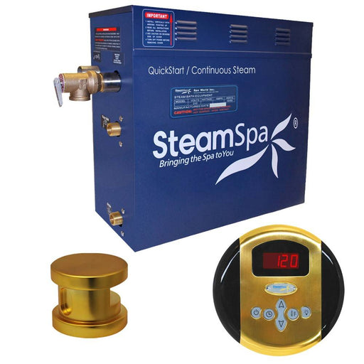 SteamSpa Oasis 6 KW QuickStart Acu-Steam Bath Generator Package in Polished Gold OA600GD