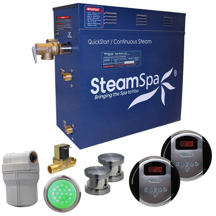 SteamSpa Royal 10.5 KW QuickStart Acu-Steam Bath Generator Package with Built-in Auto Drain in Brushed Nickel RY1050BN-A