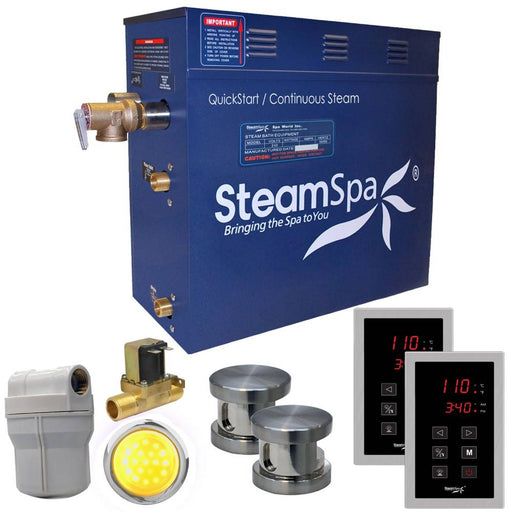 SteamSpa Royal 10.5 KW QuickStart Acu-Steam Bath Generator Package with Built-in Auto Drain in Brushed Nickel RYT1050BN-A