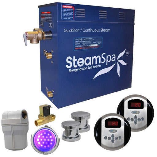 SteamSpa Royal 10.5 KW QuickStart Acu-Steam Bath Generator Package with Built-in Auto Drain in Polished Chrome RY1050CH-A