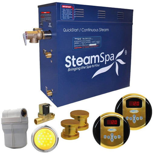 SteamSpa Royal 10.5 KW QuickStart Acu-Steam Bath Generator Package with Built-in Auto Drain in Polished Gold RY1050GD-A