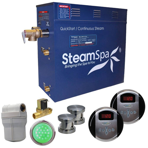 SteamSpa Royal 12 KW QuickStart Acu-Steam Bath Generator Package with Built-in Auto Drain in Brushed Nickel RY1200BN-A