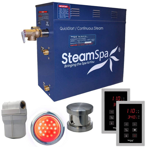 SteamSpa Royal 4.5 KW QuickStart Acu-Steam Bath Generator Package in Brushed Nickel RYT450BN