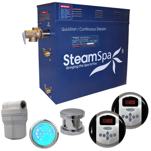 SteamSpa Royal 4.5 KW QuickStart Acu-Steam Bath Generator Package in Polished Chrome RY450CH