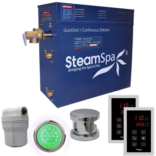 SteamSpa Royal 4.5 KW QuickStart Acu-Steam Bath Generator Package in Polished Chrome RYT450CH