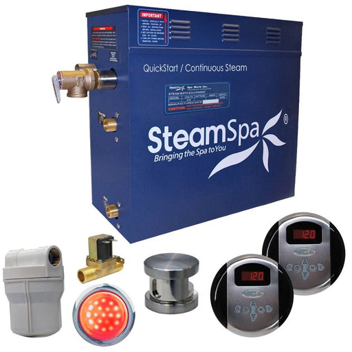 SteamSpa Royal 9 KW QuickStart Acu-Steam Bath Generator Package with Built-in Auto Drain in Brushed Nickel RY900BN-A