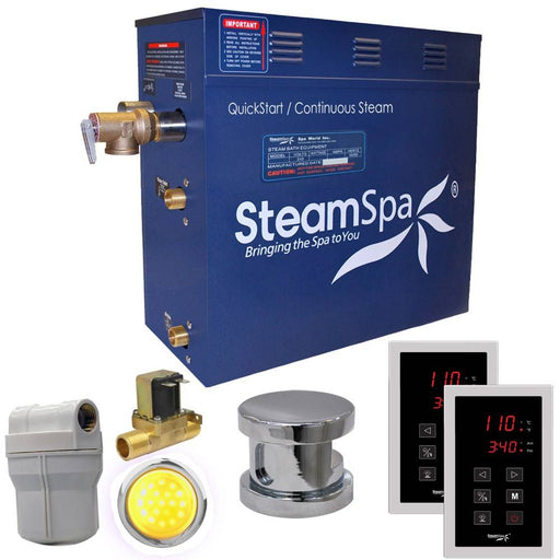 SteamSpa Royal 9 KW QuickStart Acu-Steam Bath Generator Package with Built-in Auto Drain in Polished Chrome RYT900CH-A