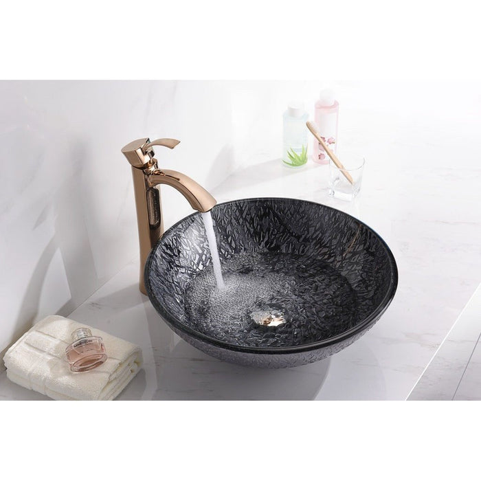 ANZZI Jonas Series 17" x 17" Deco-Glass Round Vessel Sink with Polished Chrome Pop-Up Drain