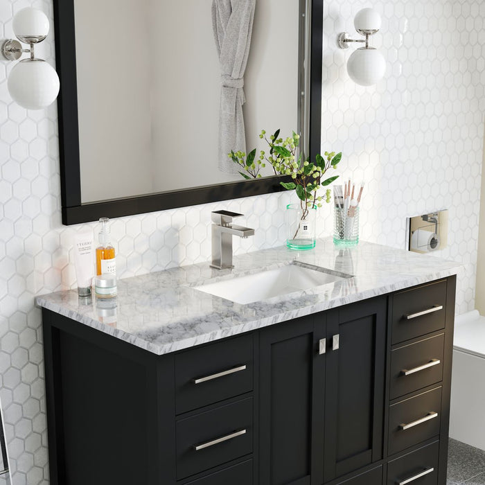 Eviva London 48" x 18" Transitional Bathroom Vanity in Espresso, Gray or White Finish with White Carrara Marble Countertop and Undermount Porcelain Sink