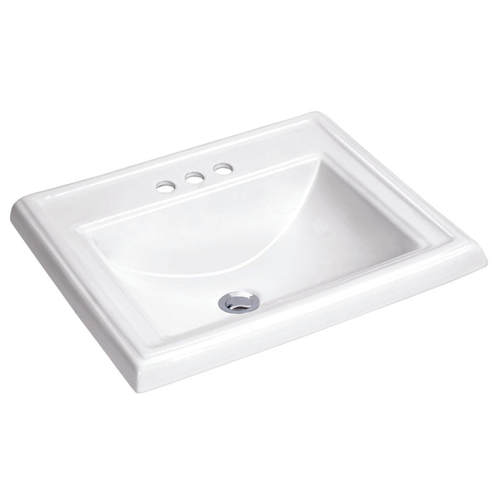 ANZZI Dawn Series 23" x 18" Three Faucet Holes Drop-In Sink with Built-In Overflow in Glossy White Finish LS-AZ099