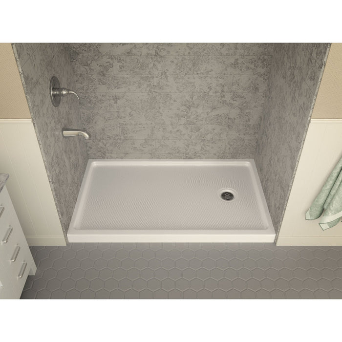 ANZZI Colossi Series 36" x 60" Single Threshold White Shower Base with Built-In Tile Flange