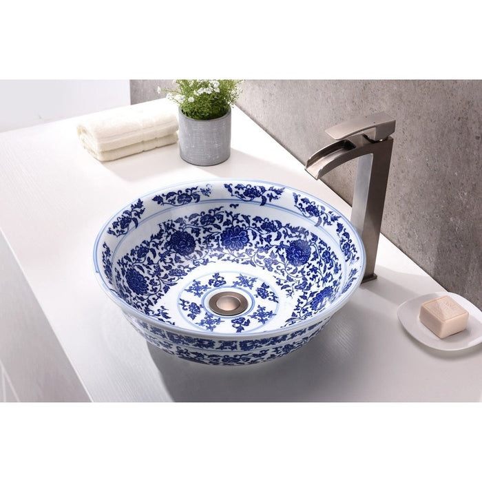 ANZZI Cadence Series 16" x 16" Deco-Glass Round Vessel Sink with Polished Chrome Pop-Up Drain