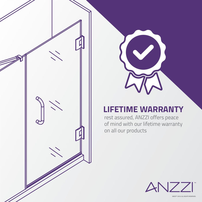 ANZZI Myth Series 34" x 58" Polished Chrome Frameless Hinged Bathtub Shower Door with Tsunami Guard SD-AZ053-01CH