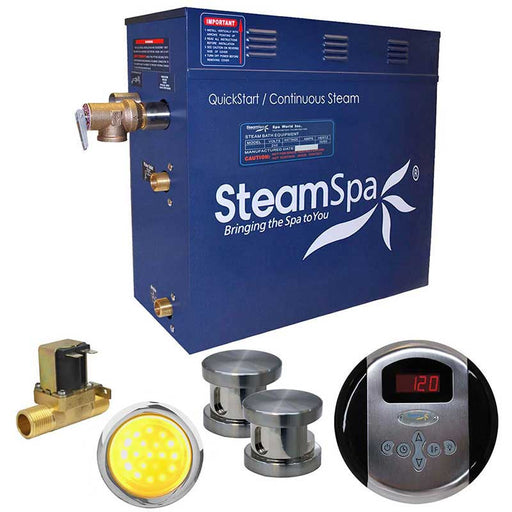 SteamSpa Indulgence 10.5 KW QuickStart Acu-Steam Bath Generator Package with Built-in Auto Drain in Brushed Nickel IN1050BN-A