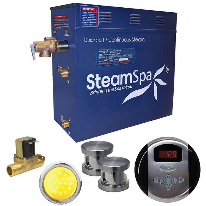 SteamSpa Indulgence 10.5 KW QuickStart Acu-Steam Bath Generator Package with Built-in Auto Drain in Brushed Nickel IN1050BN-A