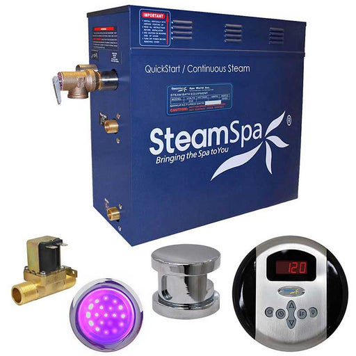 SteamSpa Indulgence 4.5 KW QuickStart Acu-Steam Bath Generator Package with Built-in Auto Drain in Polished Chrome IN450CH-A