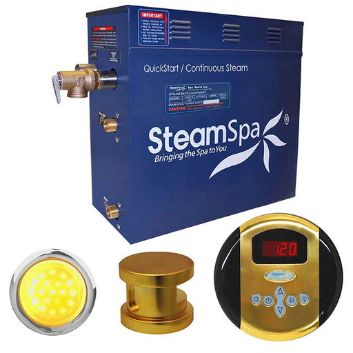 SteamSpa Indulgence 4.5 KW QuickStart Acu-Steam Bath Generator Package in Polished Gold IN450GD