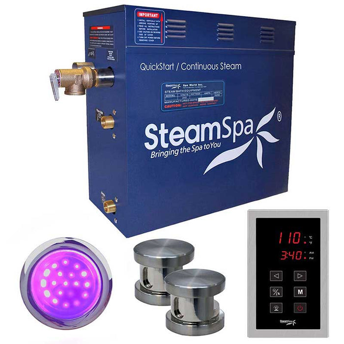 SteamSpa Indulgence 10.5 KW QuickStart Acu-Steam Bath Generator Package in Brushed Nickel INT1050BN