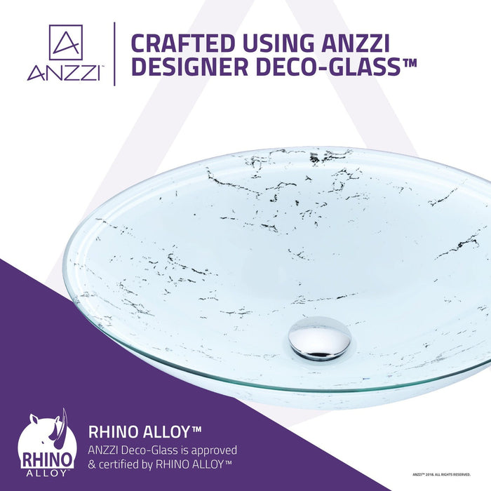 ANZZI Lepea Series 20" x 15" Oval Shape Vessel Sink with Polished Chrome Pop-Up Drain