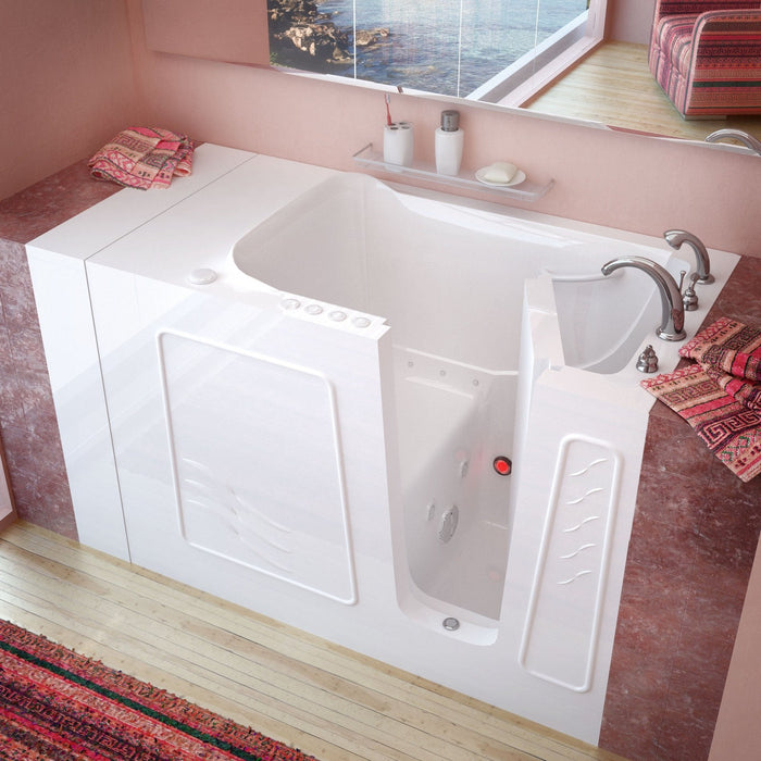 MediTub Walk-In 30 x 53 Right Drain White Whirlpool & Air Jetted Walk-In Bathtub 3053RWD