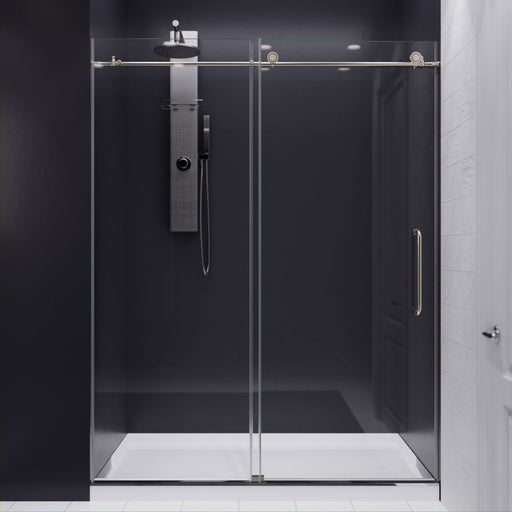 ANZZI Madam Series 60" x 76" Brushed Nickel Frameless Rectangular Sliding Shower Door with Tsunami Guard SD-AZ13-02BN