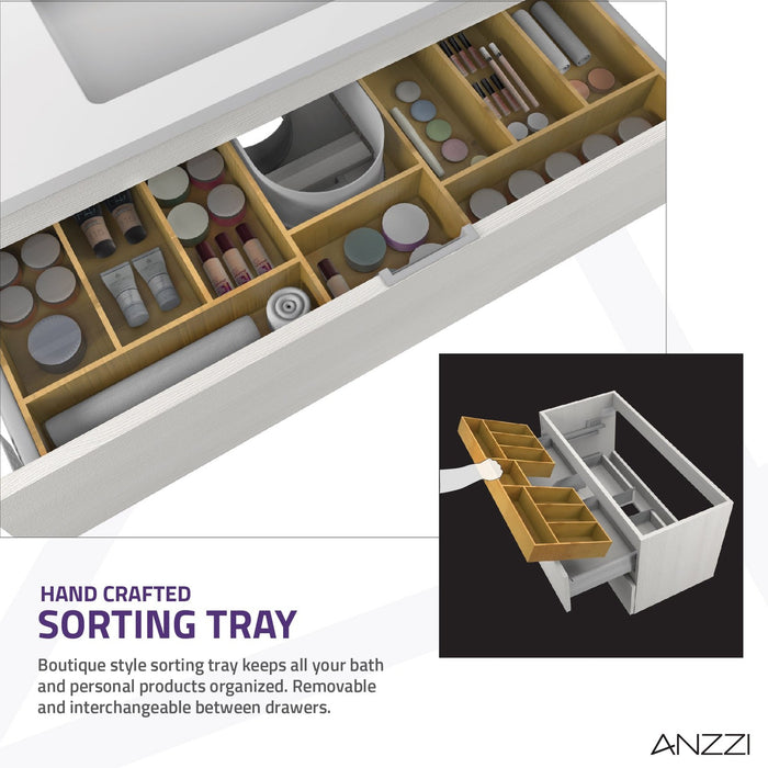 ANZZI Conques 39" x 20" Rich White Solid Wood Single Bathroom Vanity Set VT-MR3SCCT39-WH